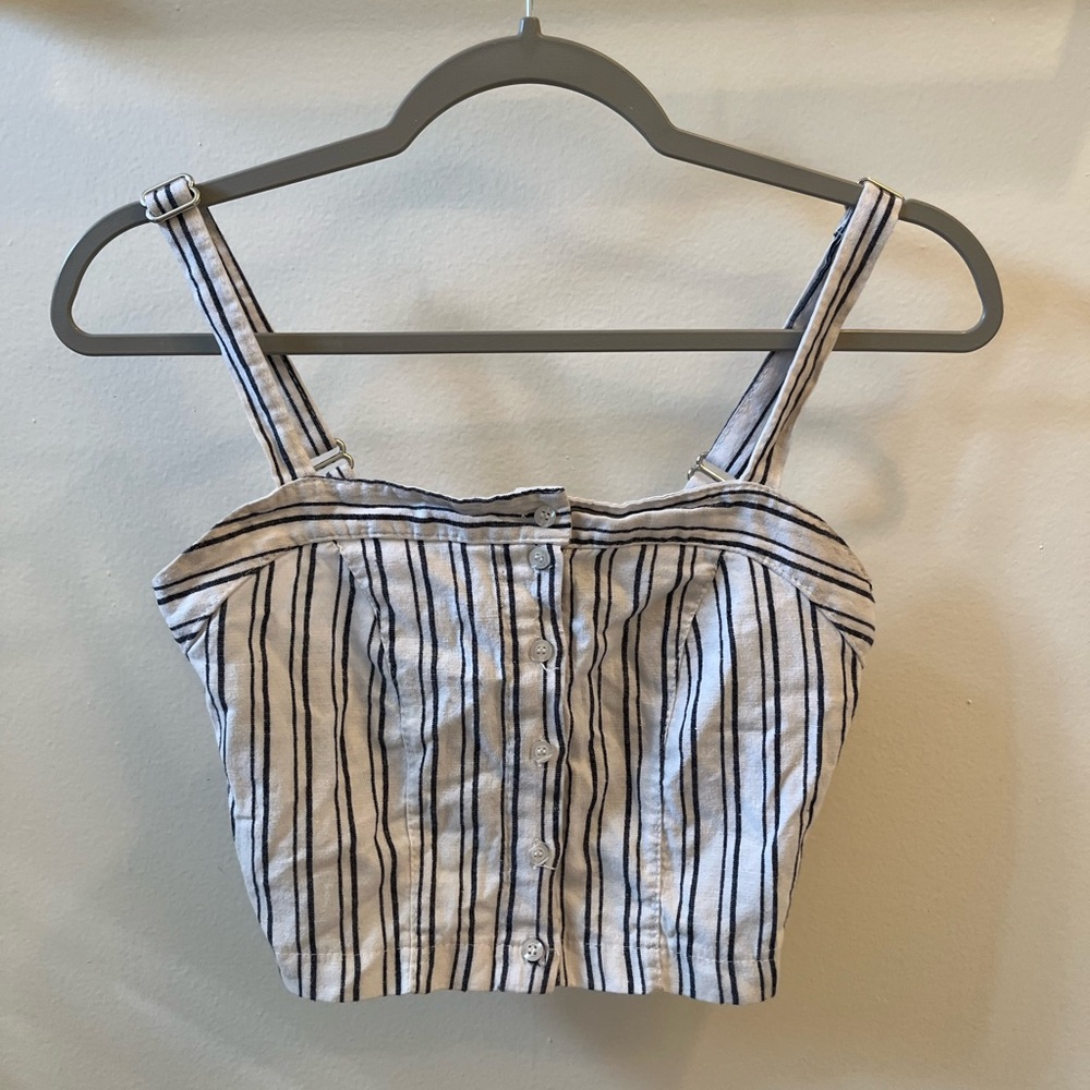 Brandy Melville Black and White Fitted Crop Tank Top